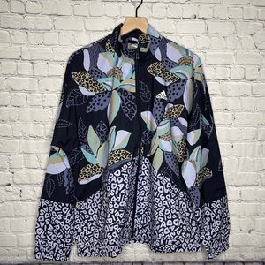 Adidas Women's Full Zip Farm Rio Print Relaxed Lightweight Windbreaker Size XS